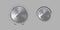 Metal sound knobs. Realistic vector illustration