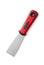 Metal spatula with a red handle on a white background