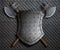 Metal spiked shield and two crossed battle axes on armor 3d illustration