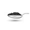 Metal spoon with black caviar sturgeon fish isolated on white background side view realistic 3d vector food illustration
