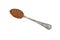 Metal spoon full of freeze dried instant coffee