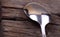 Metal spoon old wooden table