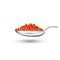 Metal spoon with red caviar isolated on white background side view realistic 3d vector food ingredient illustration