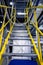 Metal staircase, industrial abstract interior.