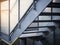 Metal stairs step Staircase cement wall Architecture details Industry background