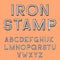 Metal stamp font, retro typography letterpress