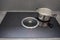 Metal steel saucepan on induction stove