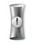 Metal or steel secure keyhole. Element for door locks, template. Realistic silver or chrome key hole mockup isolated on