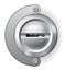 Metal or steel secure keyhole. Element for door locks, template. Realistic silver or chrome key hole mockup isolated on