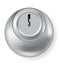 Metal or steel secure keyhole. Element for door locks, template. Realistic silver or chrome key hole mockup isolated on