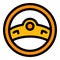 Metal steering wheel icon color outline vector