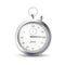 Metal stopwatch, vector flat illustration on white background. On clock 15 minutes, seconds from start to finish.