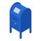 Metal street mailbox icon, isometric style