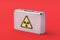 Metal suitcase with radiation sign. Nuclear briefcase