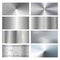 Metal surface finishing texture realistic icons collection with satin brushed and polish samples.