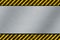 Metal template with warning stripe