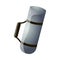 Metal thermos bottle for camping or hiking use, grey color
