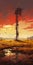 Metal Tower Rising: A Prairie Painting In Ismail Inceoglu\\\'s Style
