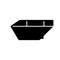 Metal trash container. Silhouette icon of Boat shape garbage bin. Black illustration of large industrial waste bin. Part of