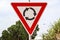 A Metal Triangular Roundabout Sign