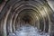 Metal tubbing lining in abandoned chalky mine in Belgorod