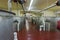 Metal vats in bourbon distillery