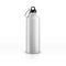 Metal water bottle. White realistic reusable drink flask. Fitness sports stainless thermos. Closeup vector isolated