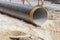 Metal water pipe, large diameter, prepared for laying for sewer