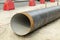 Metal water pipe, large diameter, prepared for laying for sewer
