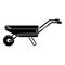 Metal wheelbarrow icon, simple style