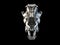 Metal wolf skull with open jaws - front view