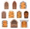 Metal and wooden medieval doors and gates set