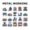 Metal Working Machine Collection Icons Set Vector