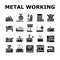 Metal Working Machine Collection Icons Set Vector