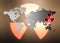 Metal world map and nuclear radiation leak
