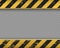 Metal yellow plate with black stripes. Warning banner