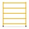 Metal yellow rack. Empty metallic storage shelves