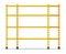 Metal yellow rack. Empty metallic storage shelves