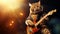 Metalhead cat with guitar. Neural network AI generated