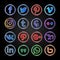 Metalic round social media icon and buttons set