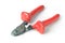 Metall wire cutters with red rubber handles isolated on white background