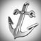 Metallic anchor on gray background