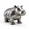 Metallic Armored Hippopotamus 3d Model On White Background