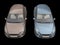 Metallic brown and blue modern elegant family cars - side by side top down view