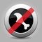 Metallic button, gnawed chicken leg, ban icon