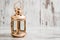 Metallic Candle Lantern with Nostalgic Look on White