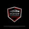 Metallic cars Premium Vector logo shield image, automotive service and repair logo design