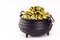 Metallic cauldron with gold, gold nuggets for grand prize, treasure or jackpot concept