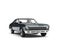 Metallic charcoal gray restored vintage muscle car - front view