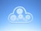 Metallic Cloud Computing Icon on blue Sky